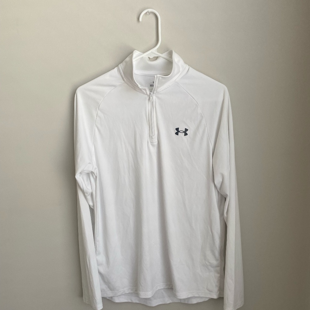 Under Armour White 1/2 Zip Shirt - Men's Medium